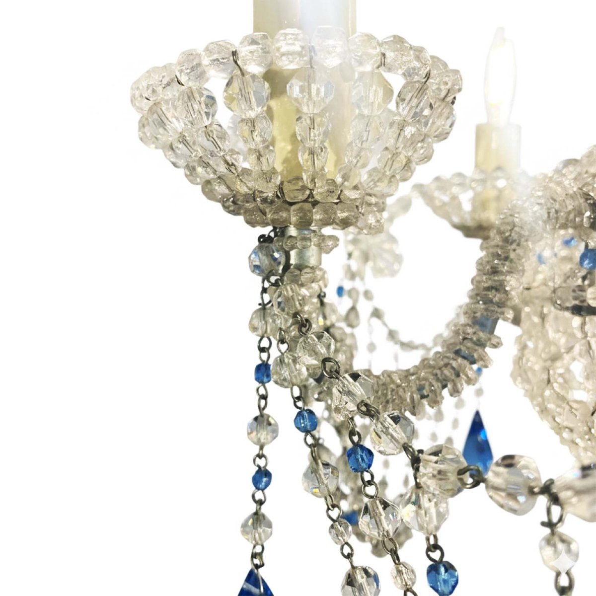 Beaded Crystal Seven Light Chandelier Made In Italy 1970s-photo-5