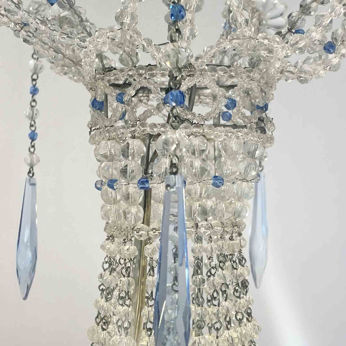Beaded Crystal Seven Light Chandelier Made In Italy 1970s-photo-7