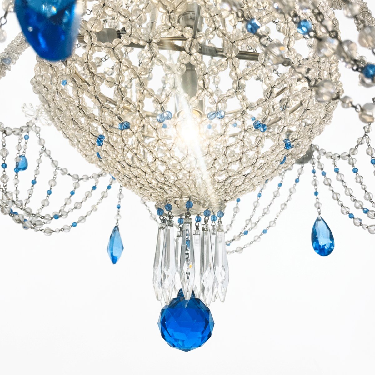 Beaded Crystal Seven Light Chandelier Made In Italy 1970s-photo-8