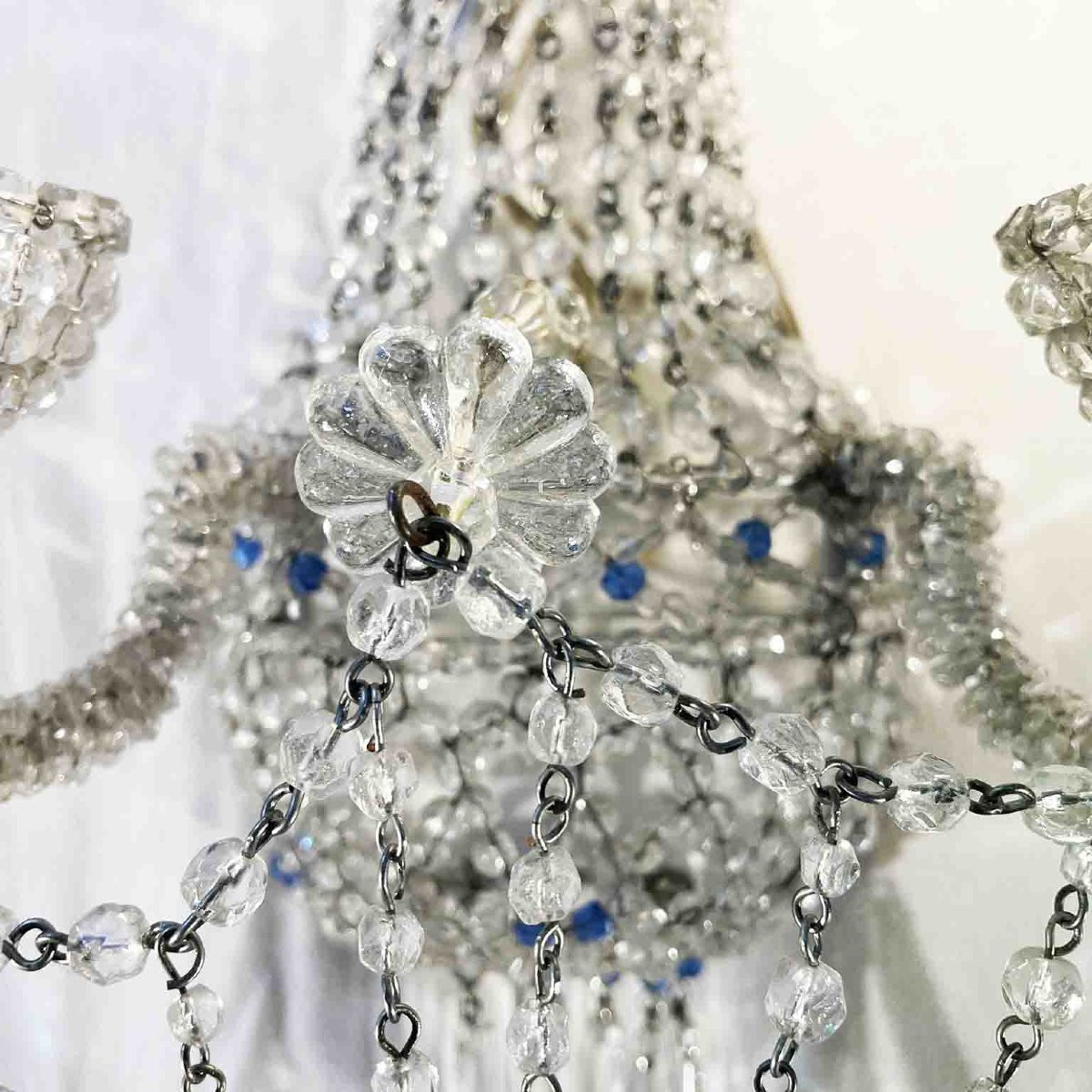 Pair Of Italian Two-light Beaded Crystal Wall Lights 1970s-photo-2