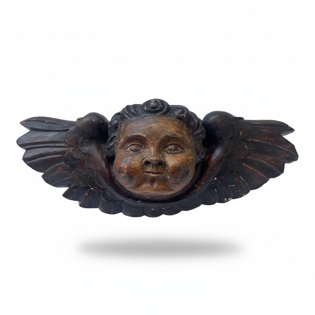 Têtes de Chérubins Ailés en Bois Frises Sculptées Italiens 19ème Siècle-photo-3