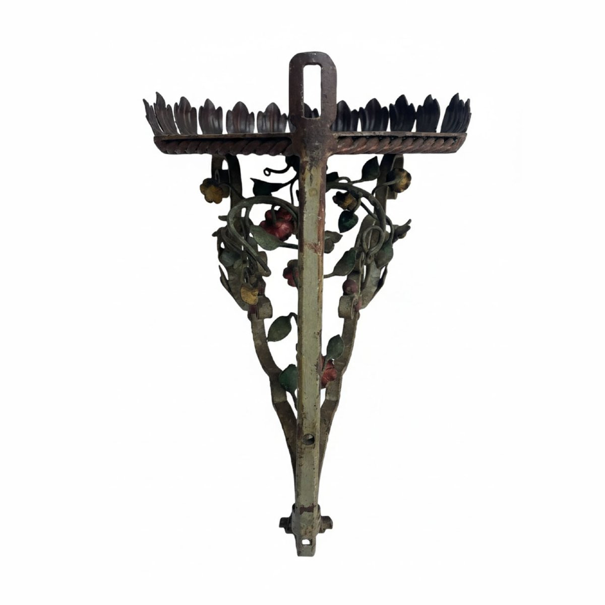 Pair Of Italian Art Nouveau Wrought Iron Corner Shelves Early 1900s-photo-4