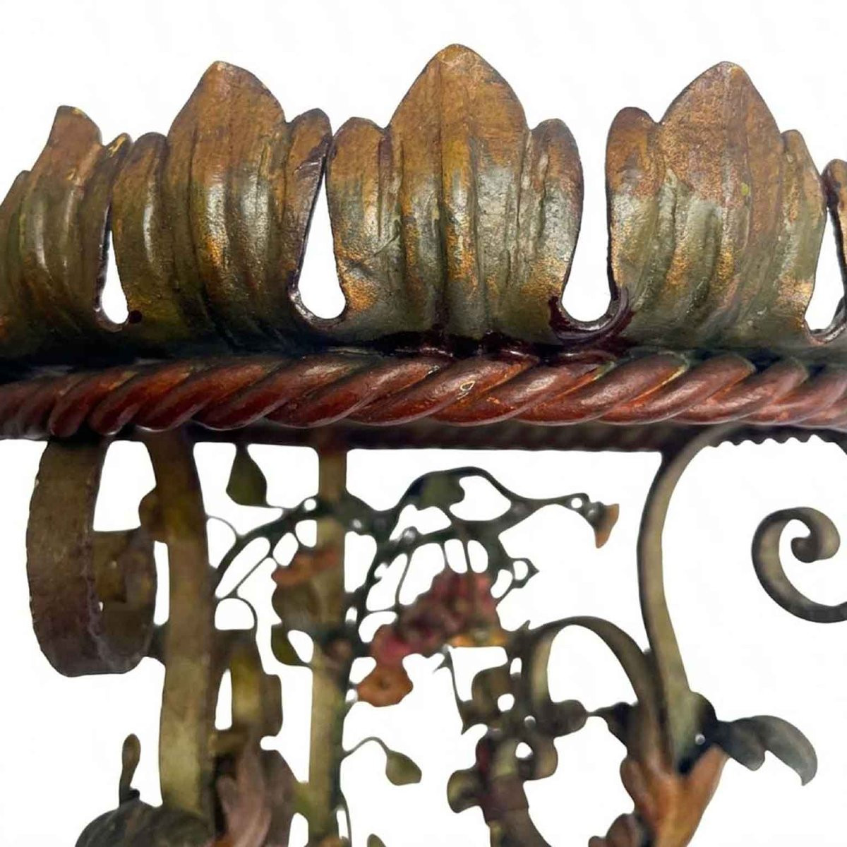 Pair Of Italian Art Nouveau Wrought Iron Corner Shelves Early 1900s-photo-2