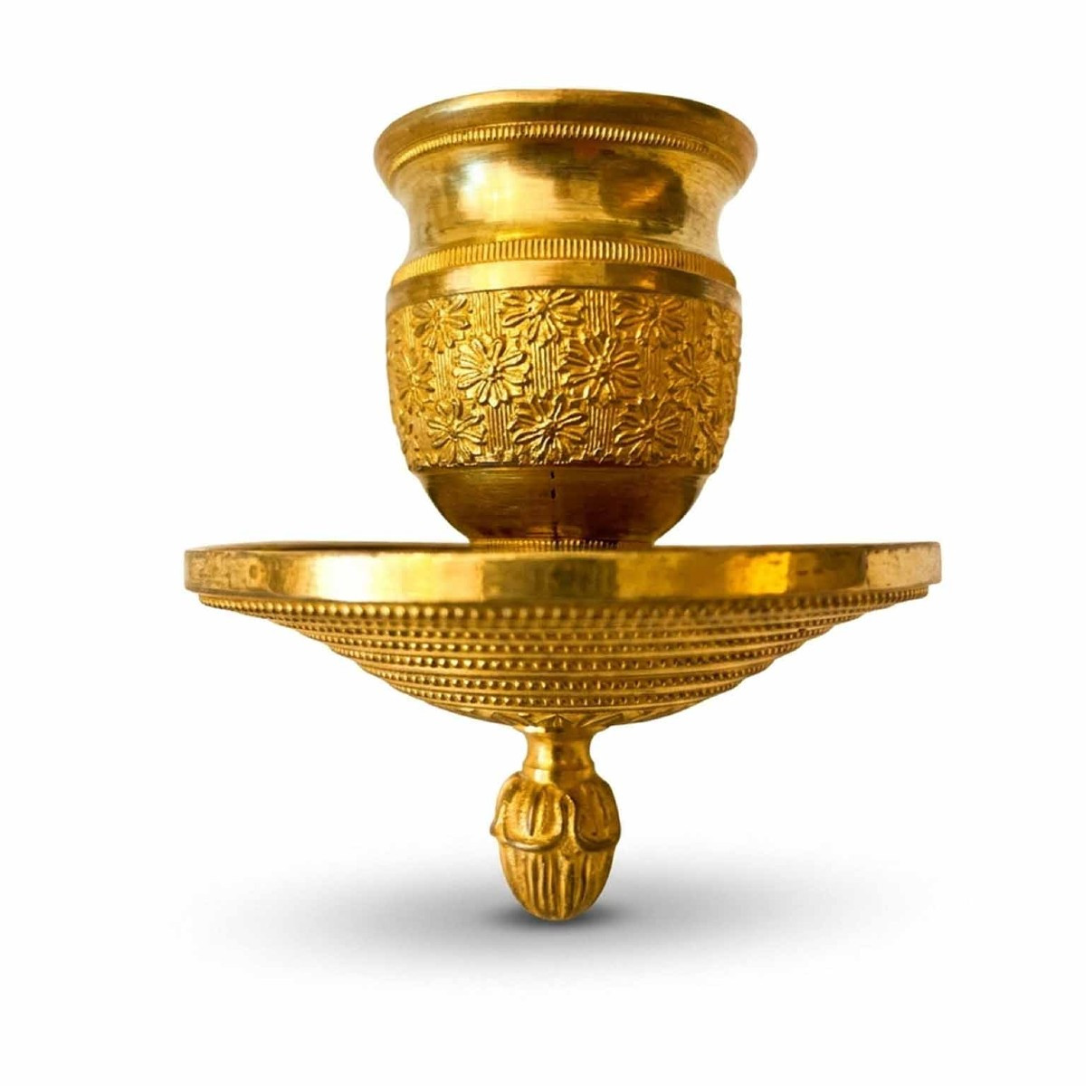 Paire de Bougeoirs Style Empire en Bronze Doré, Cassolettes  vers 1830-photo-2