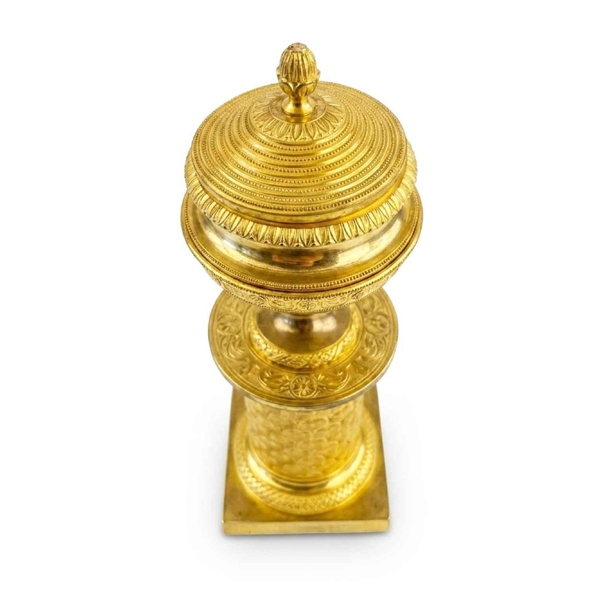 Paire de Bougeoirs Style Empire en Bronze Doré, Cassolettes  vers 1830-photo-7