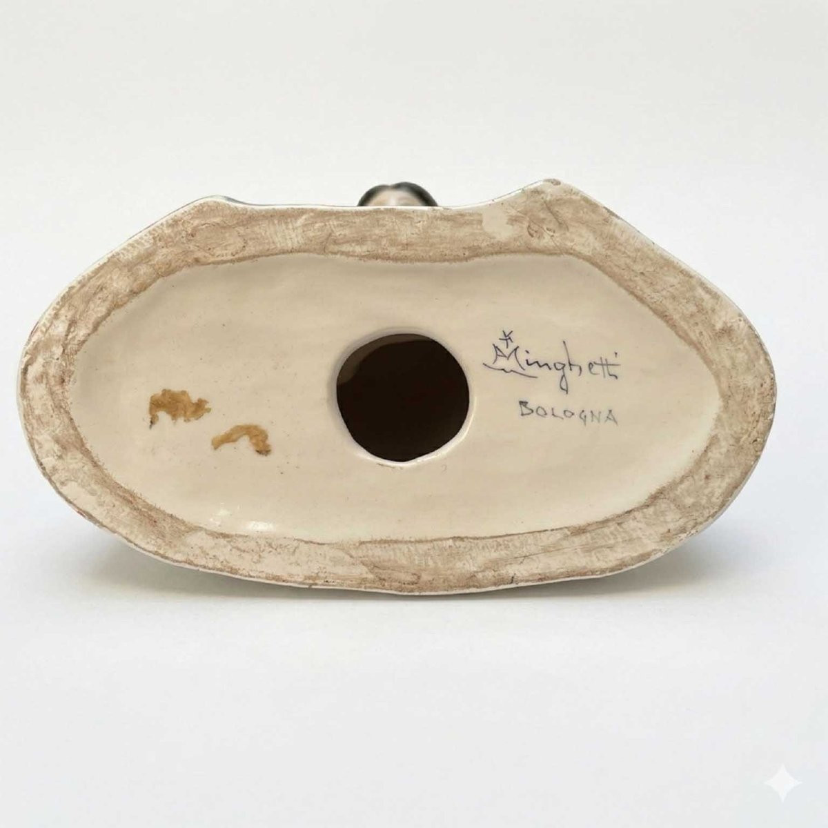 Buste de Vierge Signee Minghetti Bologne Italie Céramique Polychrome début des années 1900-photo-3