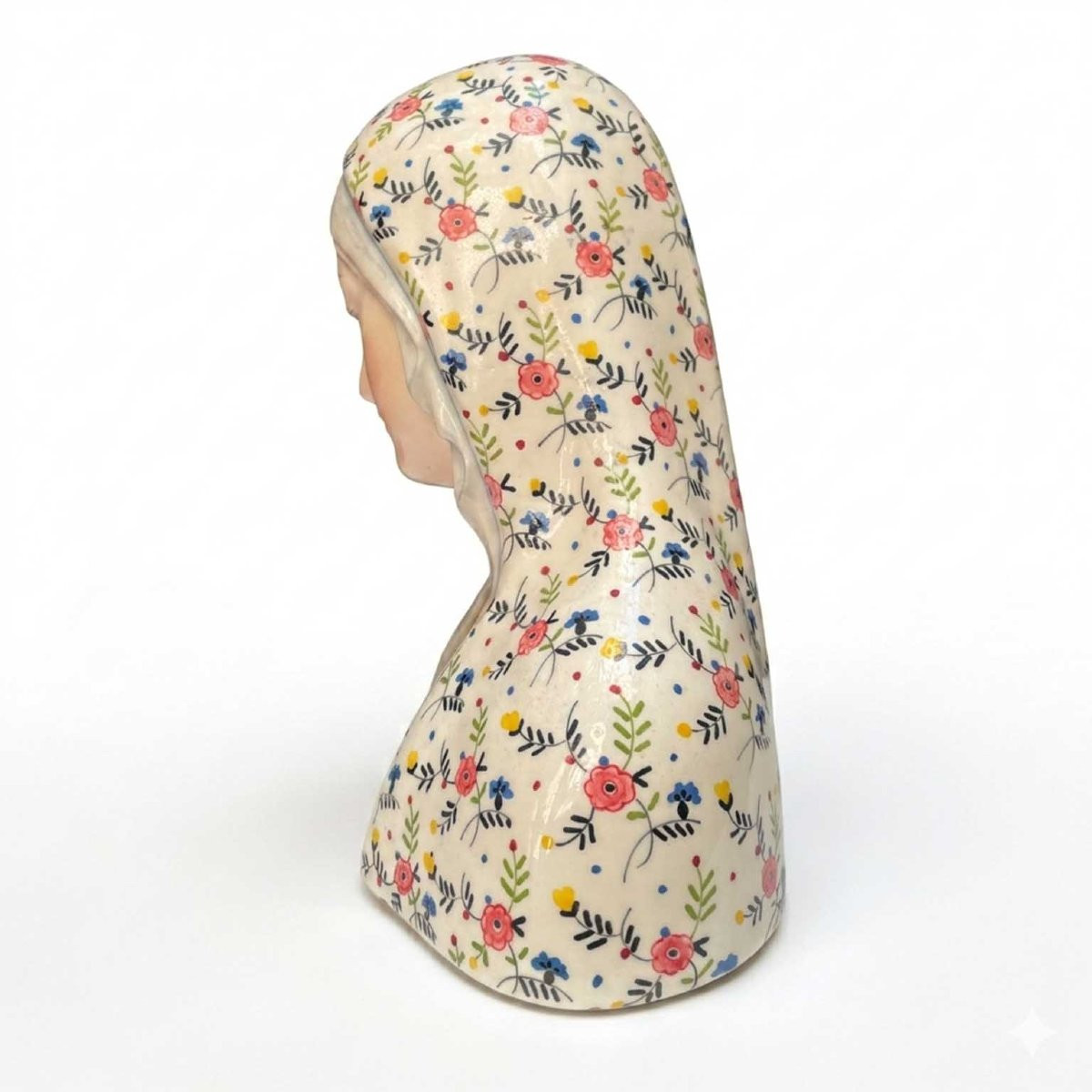 Buste de Vierge Signee Minghetti Bologne Italie Céramique Polychrome début des années 1900-photo-4