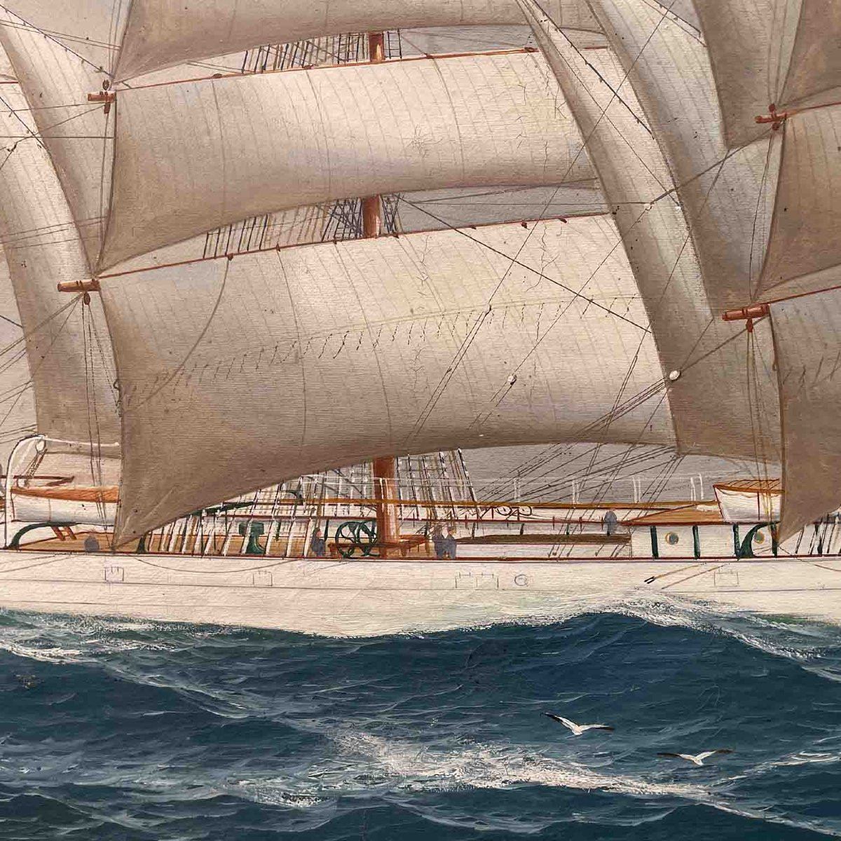 Marine avec Voilier  Signée et Datée par John Henry Mohrmann 1908-photo-3