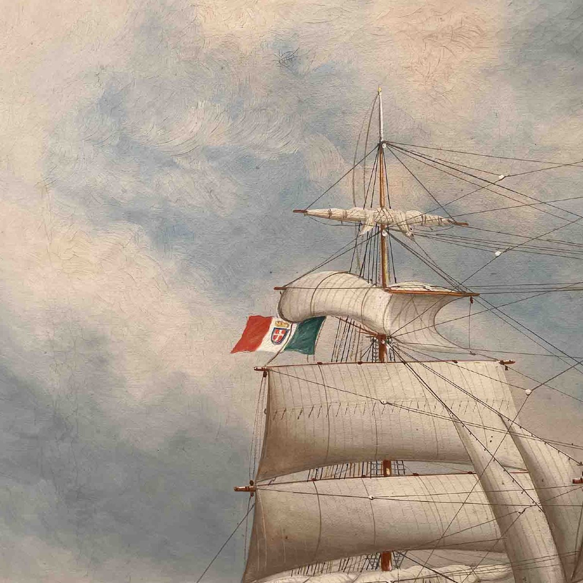 Marine avec Voilier  Signée et Datée par John Henry Mohrmann 1908-photo-1