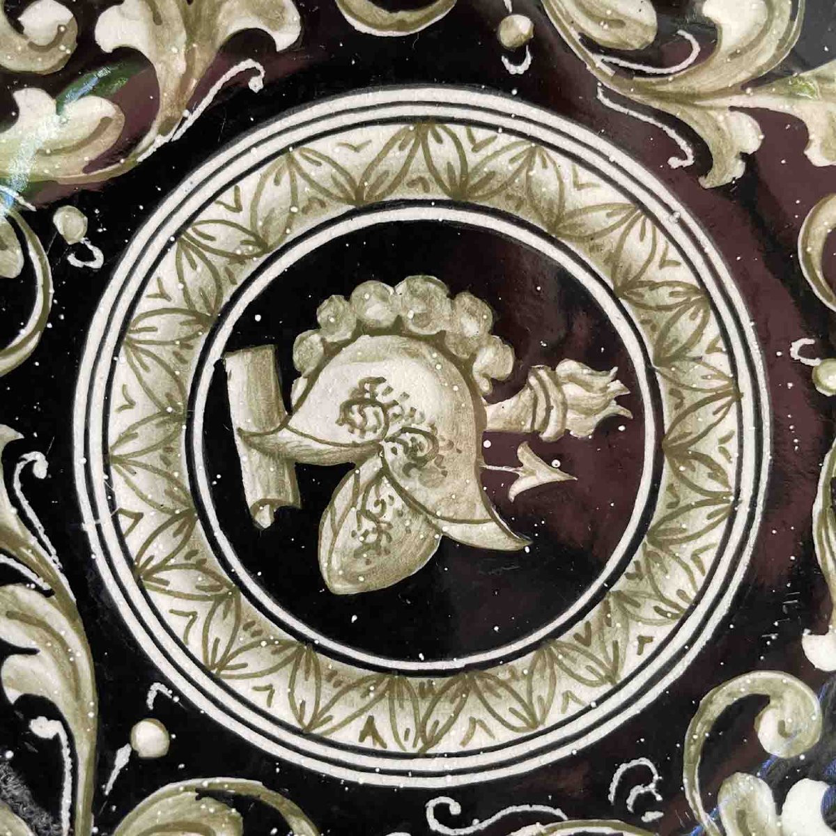 Centre de table en céramique décorée, Molaroni Pesaro, première moitié du 20ème-photo-1