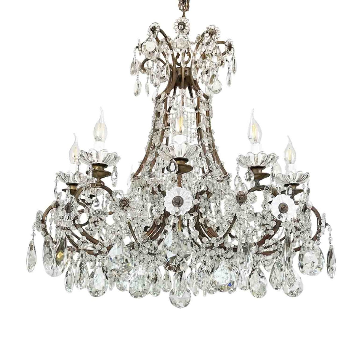 Lustre Italien de salle à manger en Cristal à Dix Lumières, vers 1950-photo-2