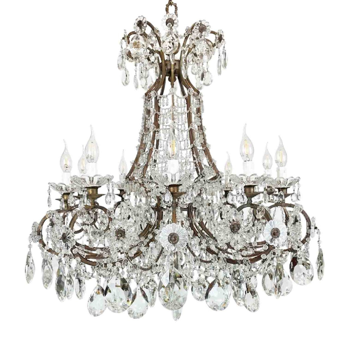 Lustre Italien de salle à manger en Cristal à Dix Lumières, vers 1950-photo-3