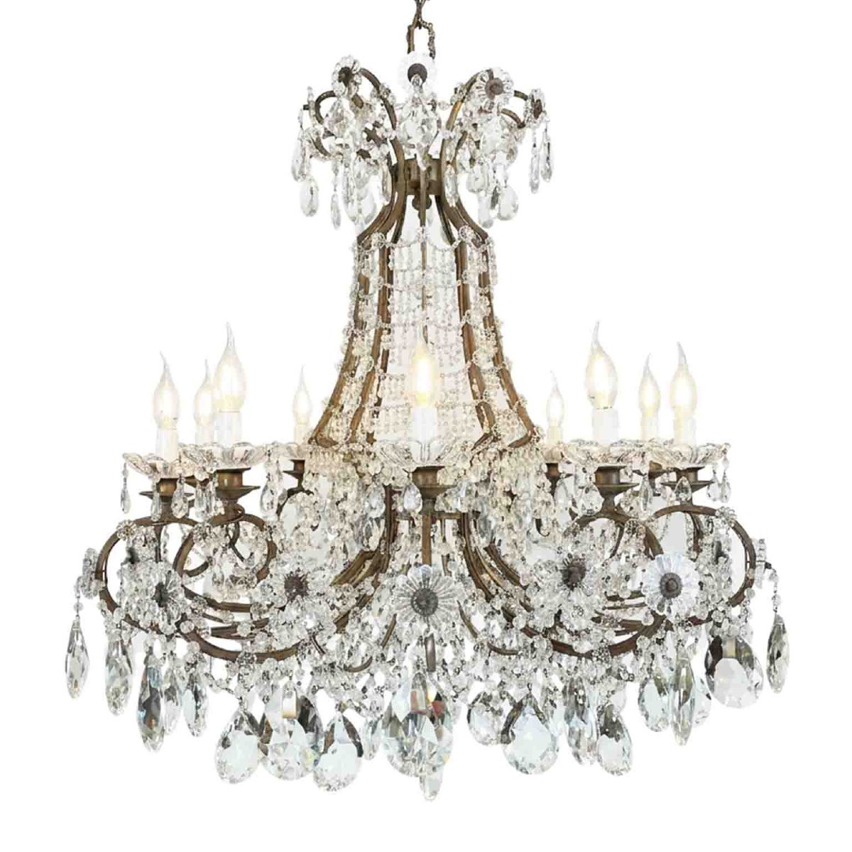 Lustre Italien de salle à manger en Cristal à Dix Lumières, vers 1950-photo-3