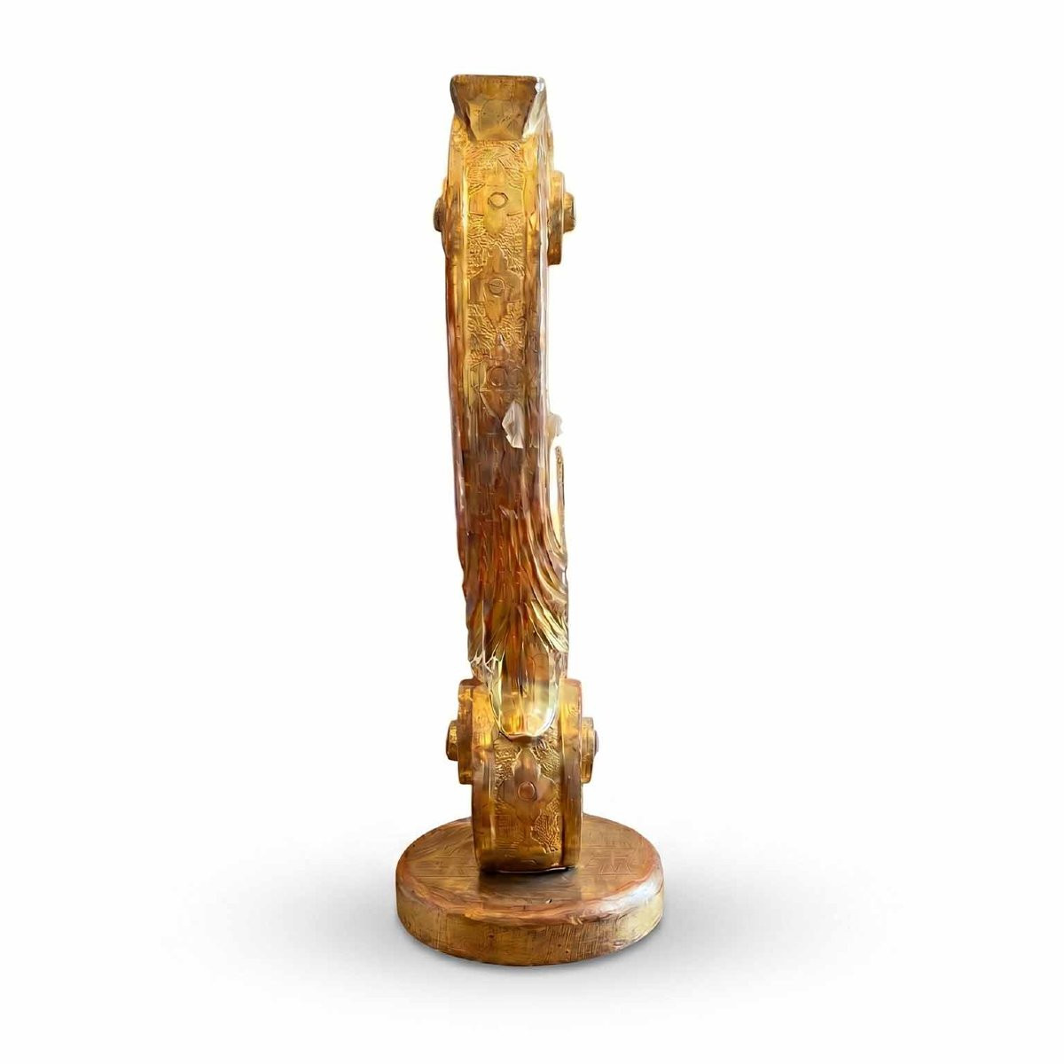 Frise en bois sculpté et doré en forme de volute, début 19ème-photo-3