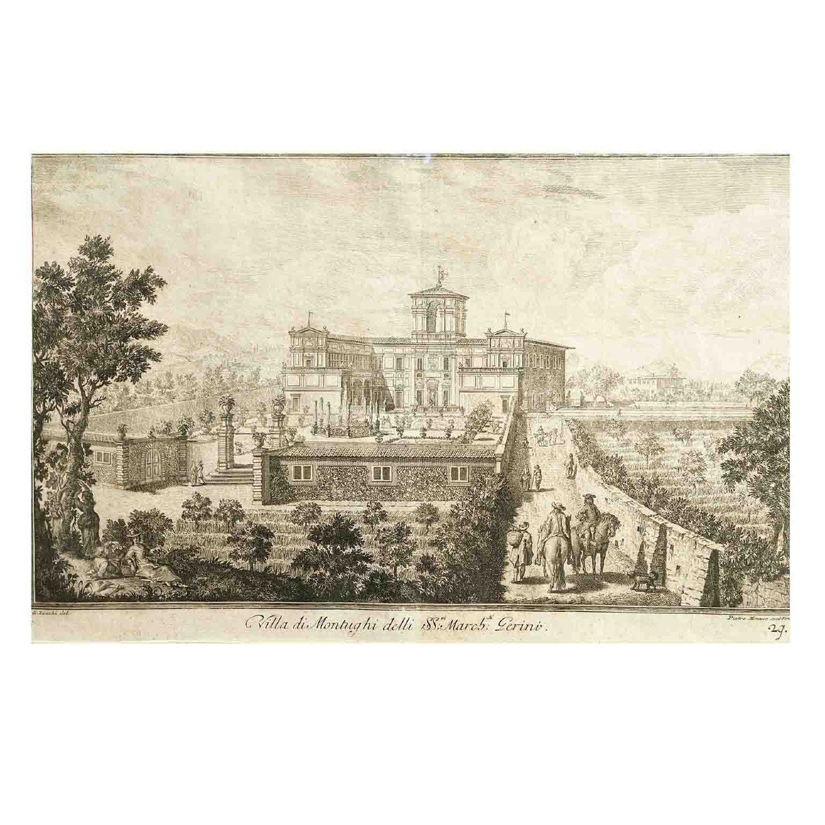 Villa de Montughi, propriété des marquis Gerini, gravée par Pietro Monaco, 1744