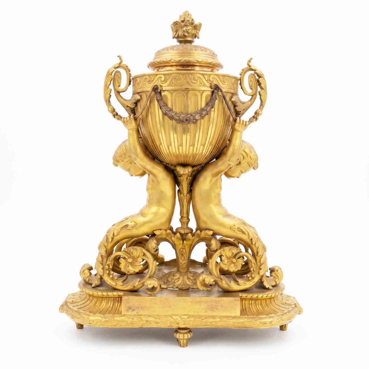 Pendule de table ancienne dorée, en état de marche 19ème-photo-2