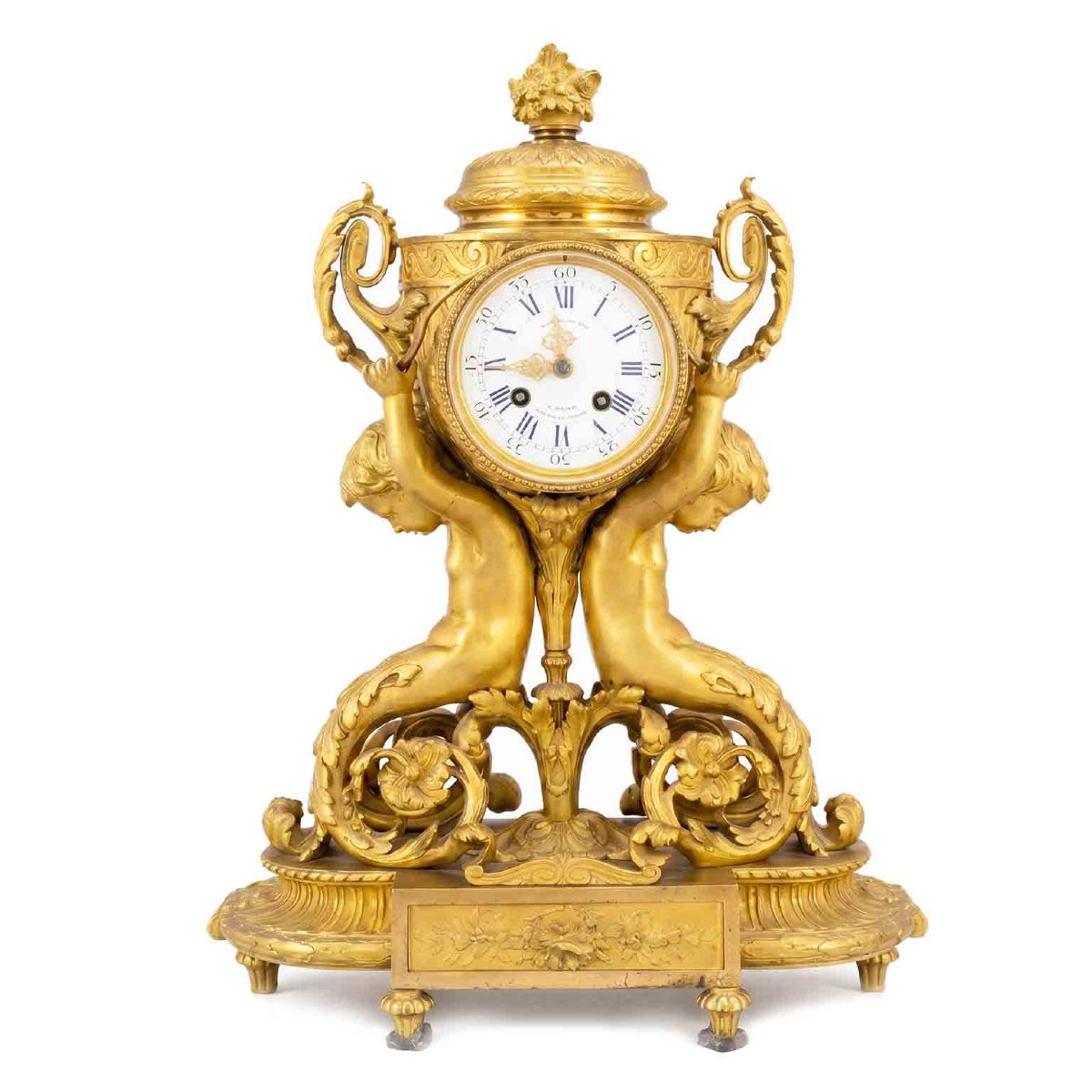 Pendule de table ancienne dorée, en état de marche 19ème