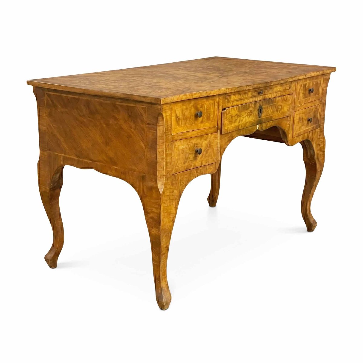 Baroque-style Center Desk With Walnut Veneer-photo-2