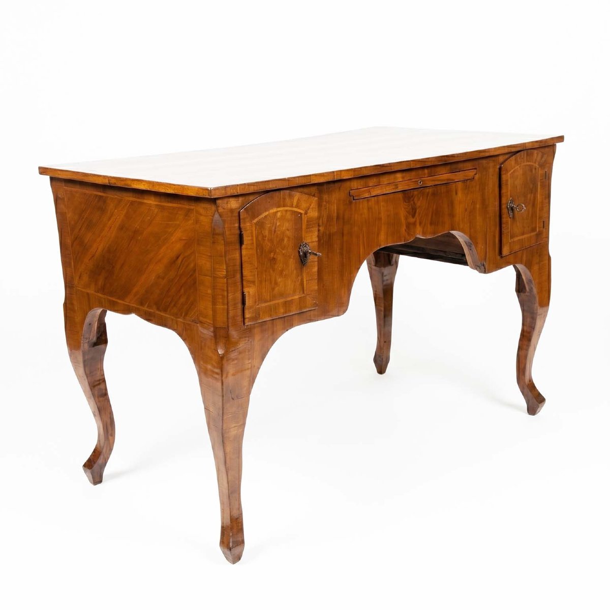 Baroque-style Center Desk With Walnut Veneer-photo-3