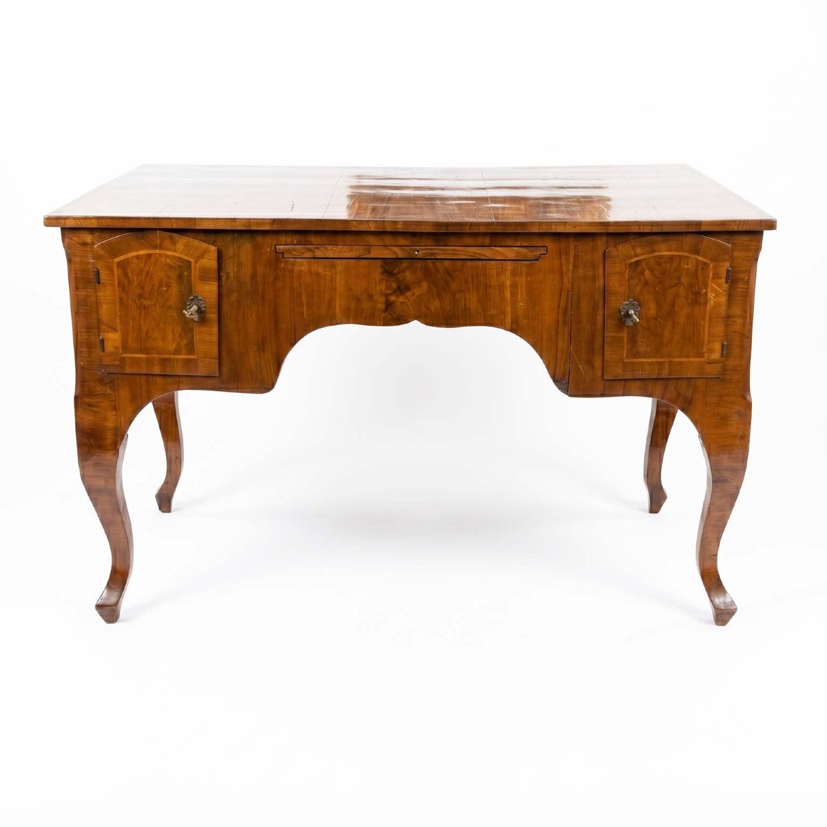 Baroque-style Center Desk With Walnut Veneer-photo-2