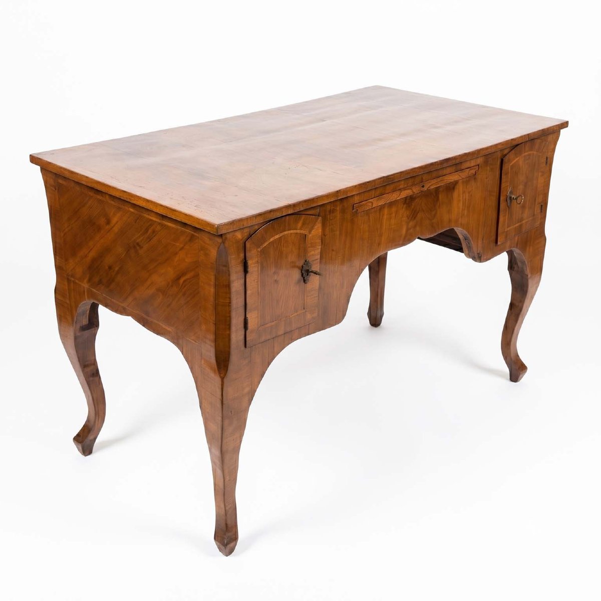 Baroque-style Center Desk With Walnut Veneer-photo-5
