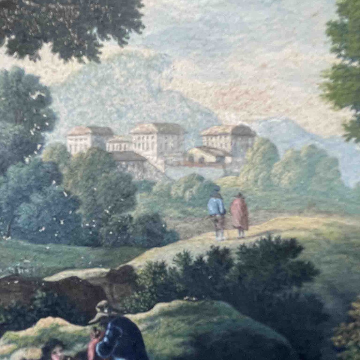Paire de paysages peints à l'aquarelle 19ème-photo-3