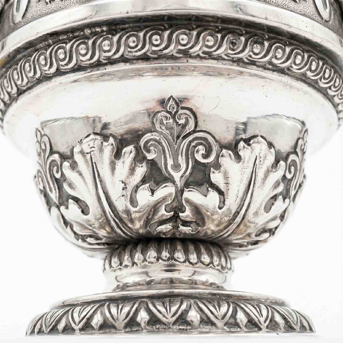 Vase en argent ancien de Brescia, en relief, datant de la première moitié du XIXe siècle-photo-2