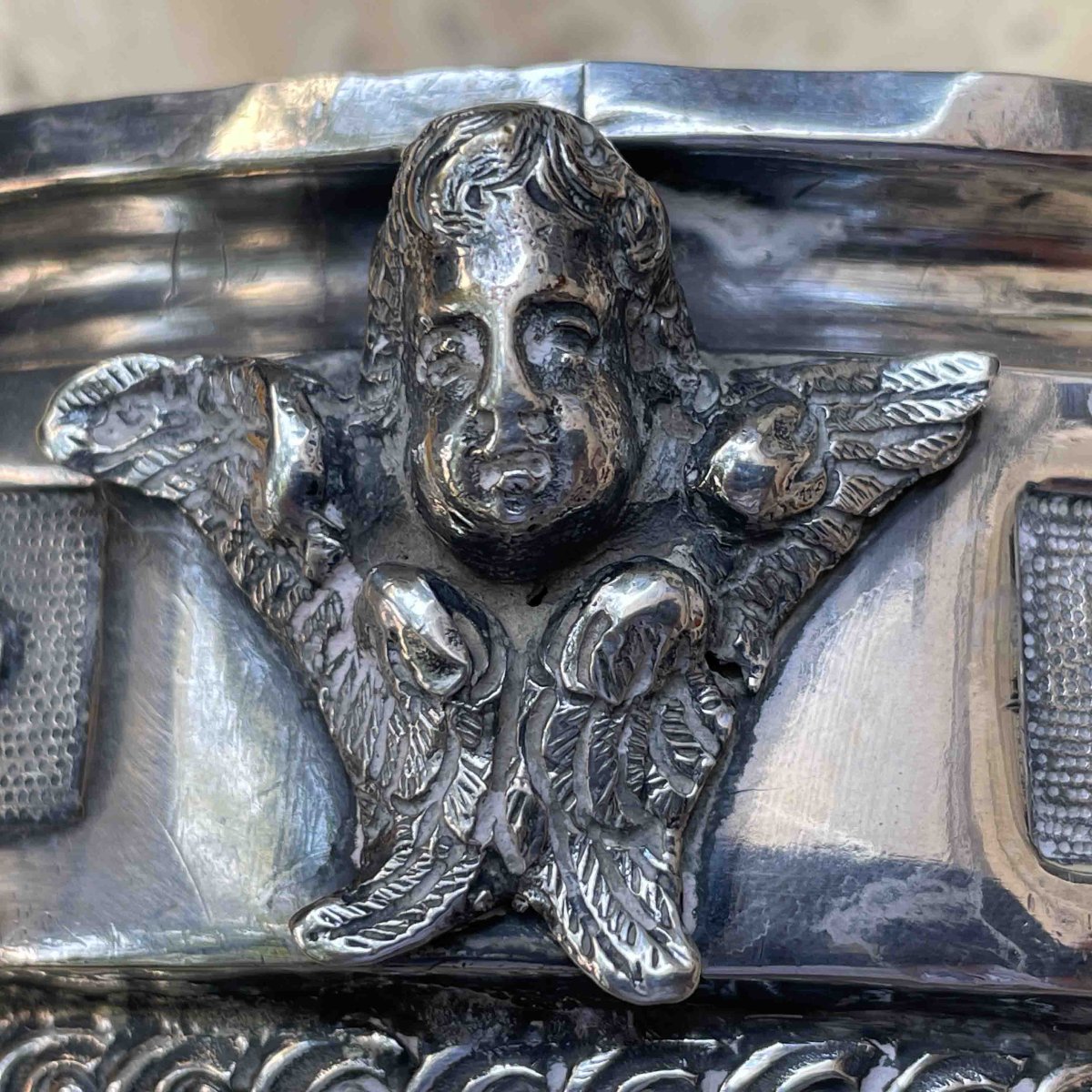 Vase en argent ancien de Brescia, en relief, datant de la première moitié du XIXe siècle-photo-4