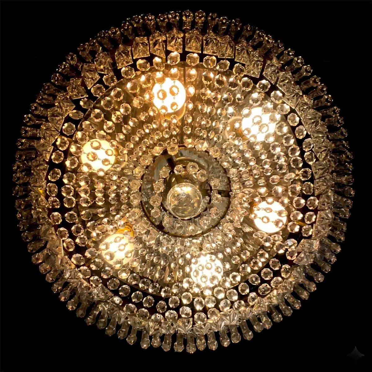 plafonnier en bronze et cristal 20ème-photo-1