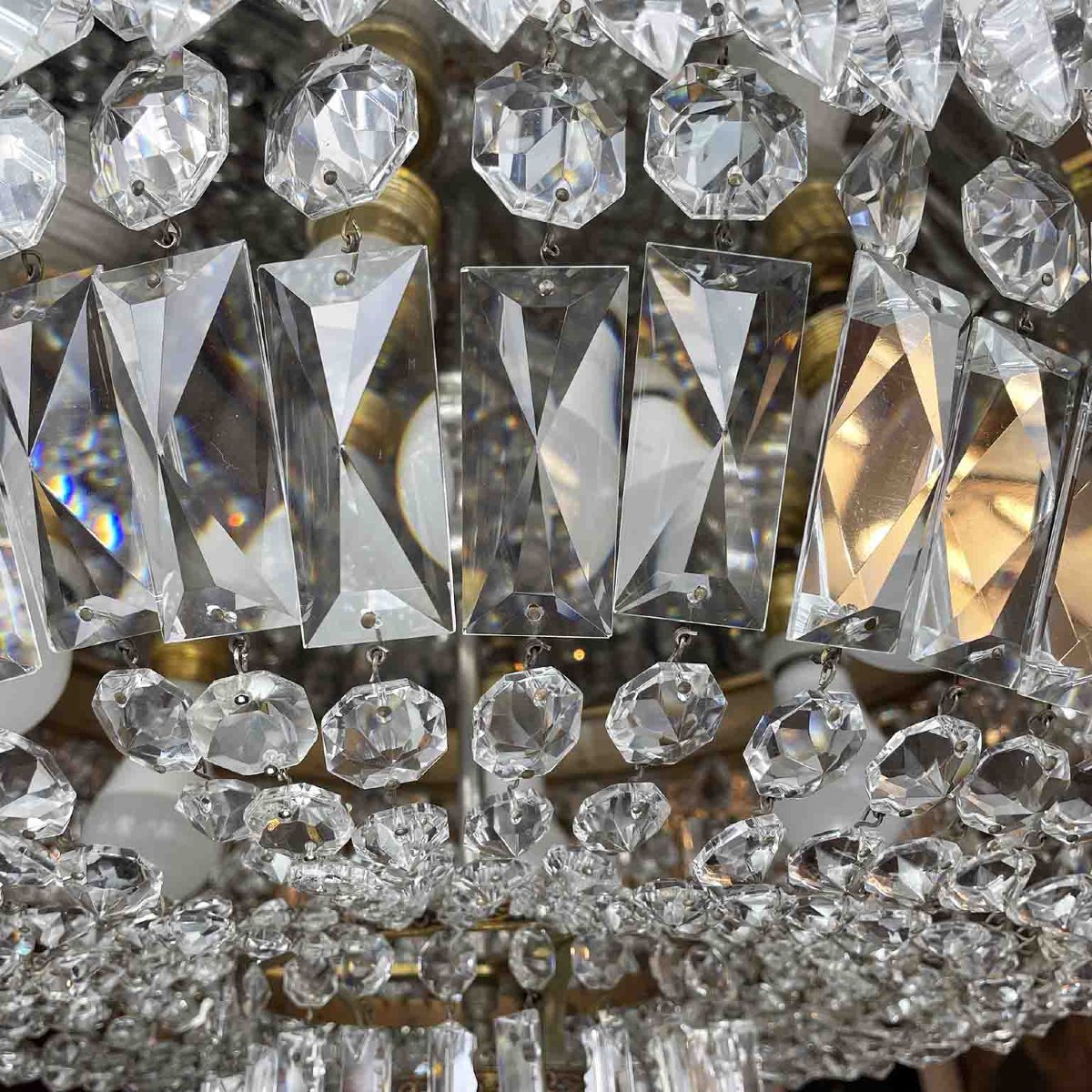 plafonnier en bronze et cristal 20ème-photo-4