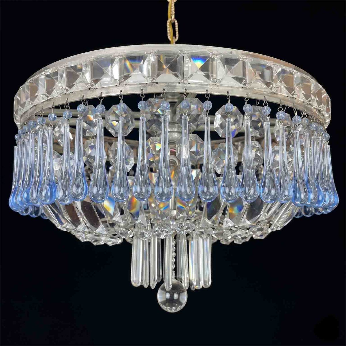 Ceiling Light With Blue And Clear Crystals-photo-2