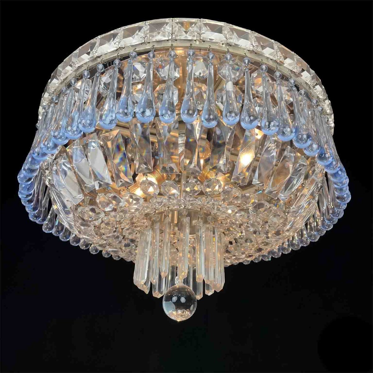 Ceiling Light With Blue And Clear Crystals-photo-3