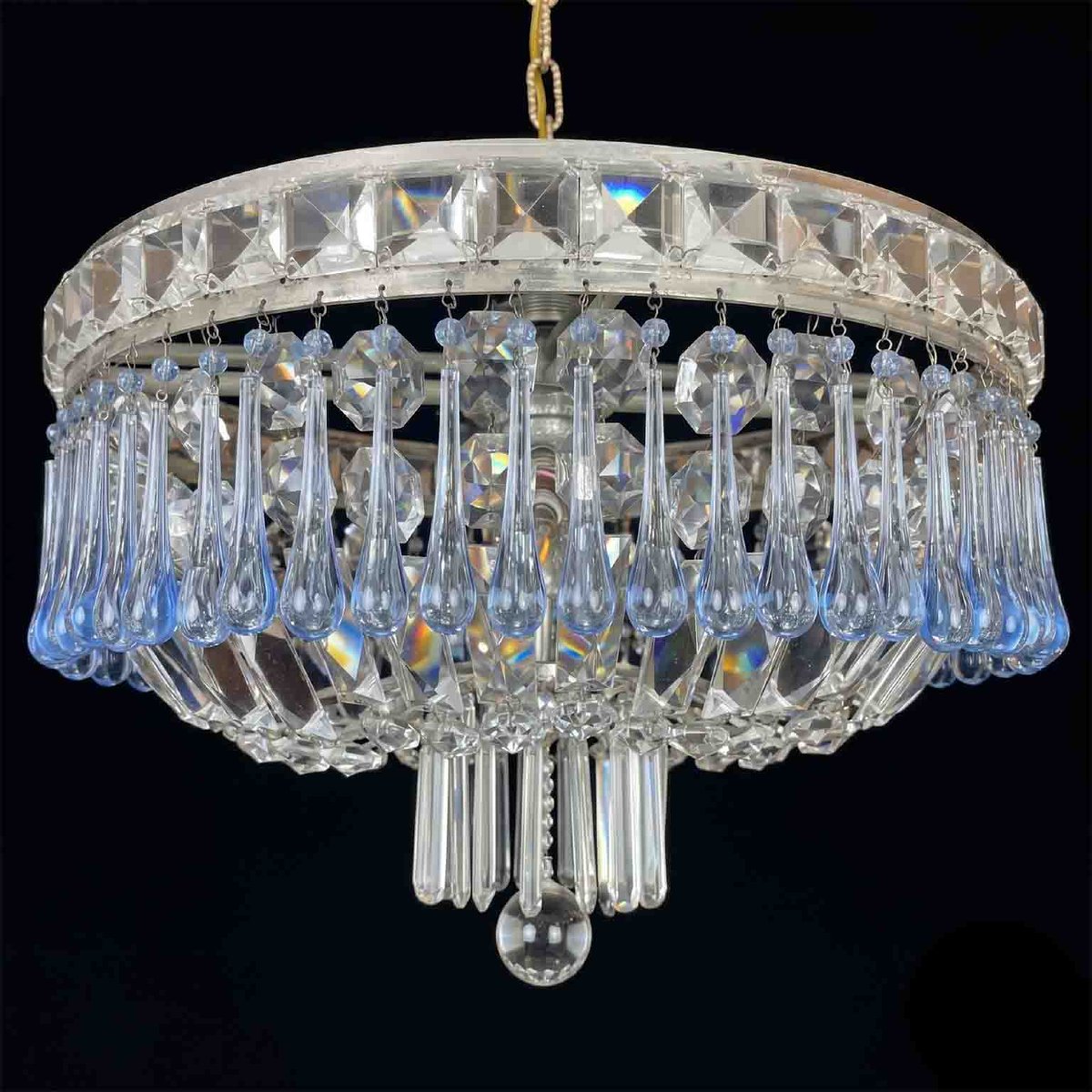 Ceiling Light With Blue And Clear Crystals-photo-4