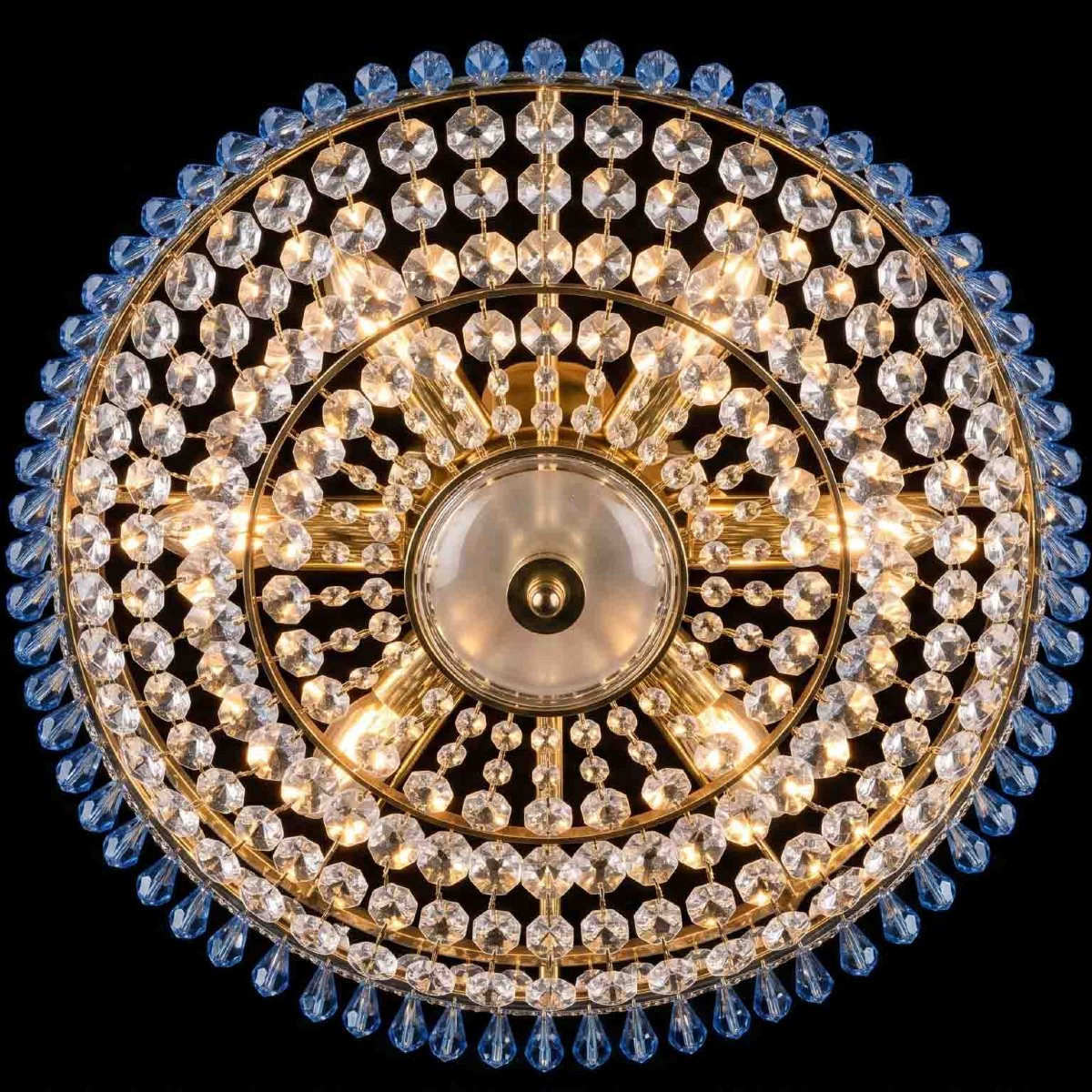 Ceiling Light With Blue And Clear Crystals-photo-2