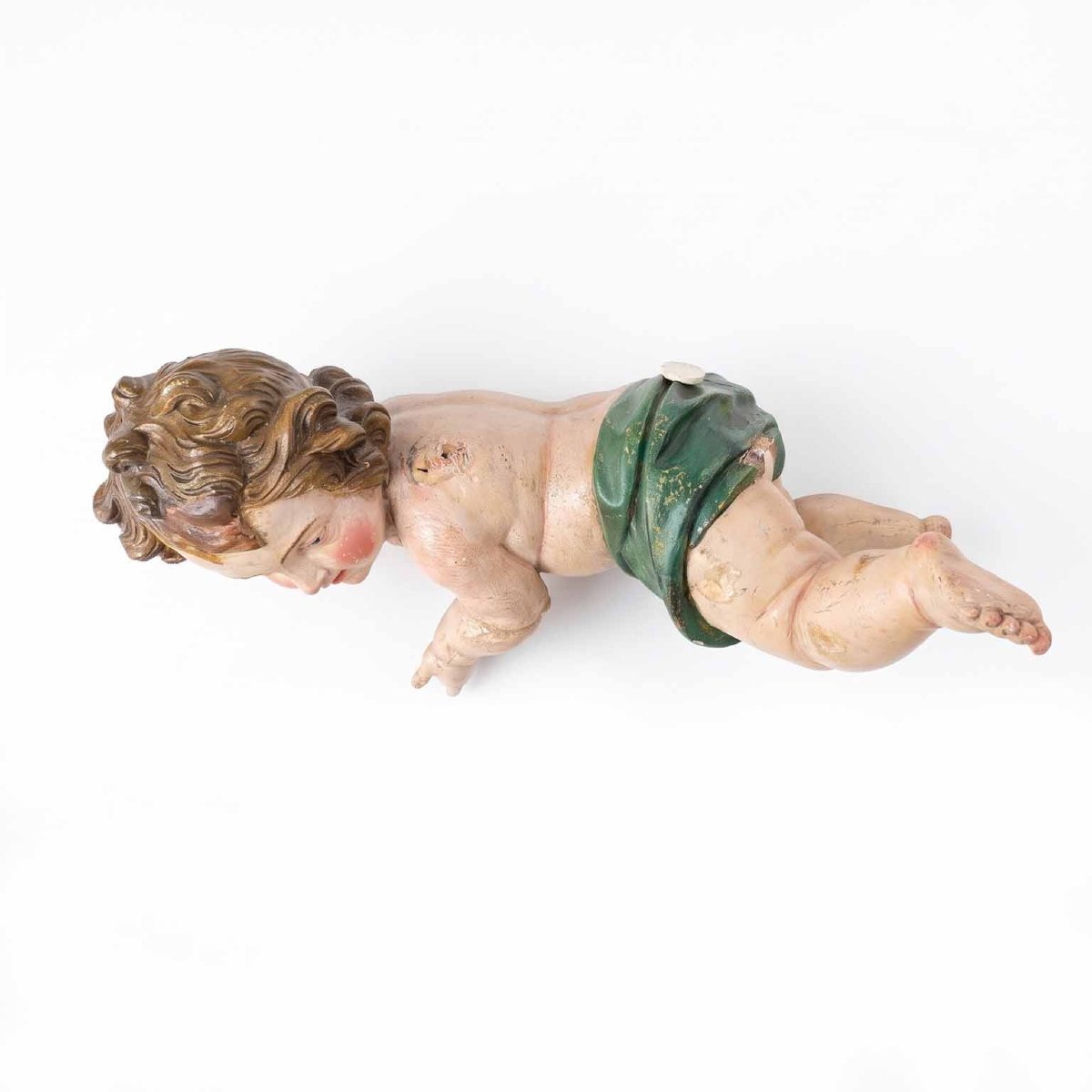 Pair Of Baroque Putti In Lacquered Wood-photo-1