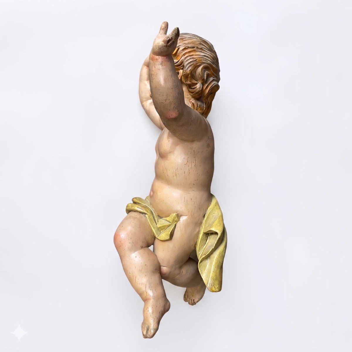 Pair Of Baroque Putti In Lacquered Wood-photo-4