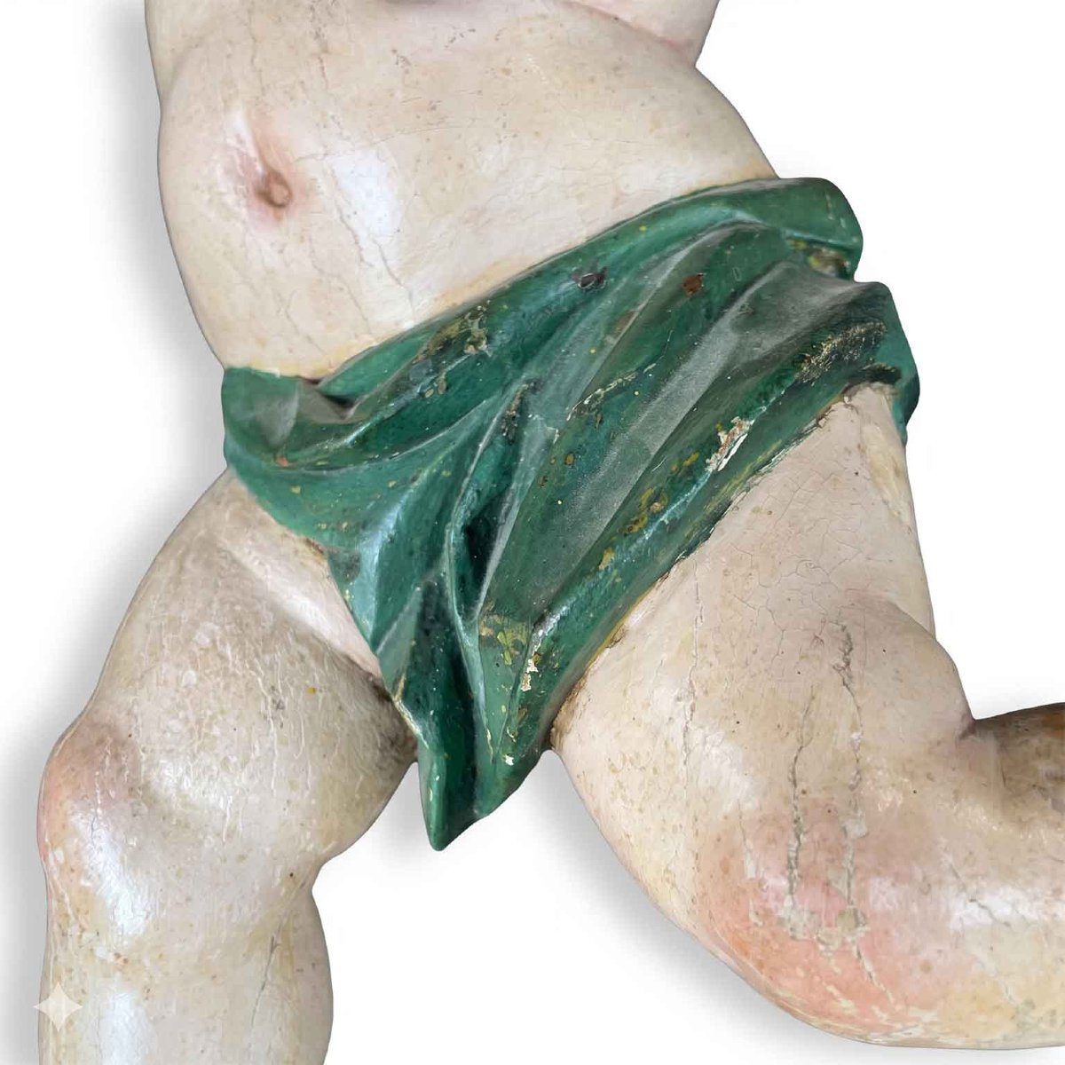 Pair Of Baroque Putti In Lacquered Wood-photo-6