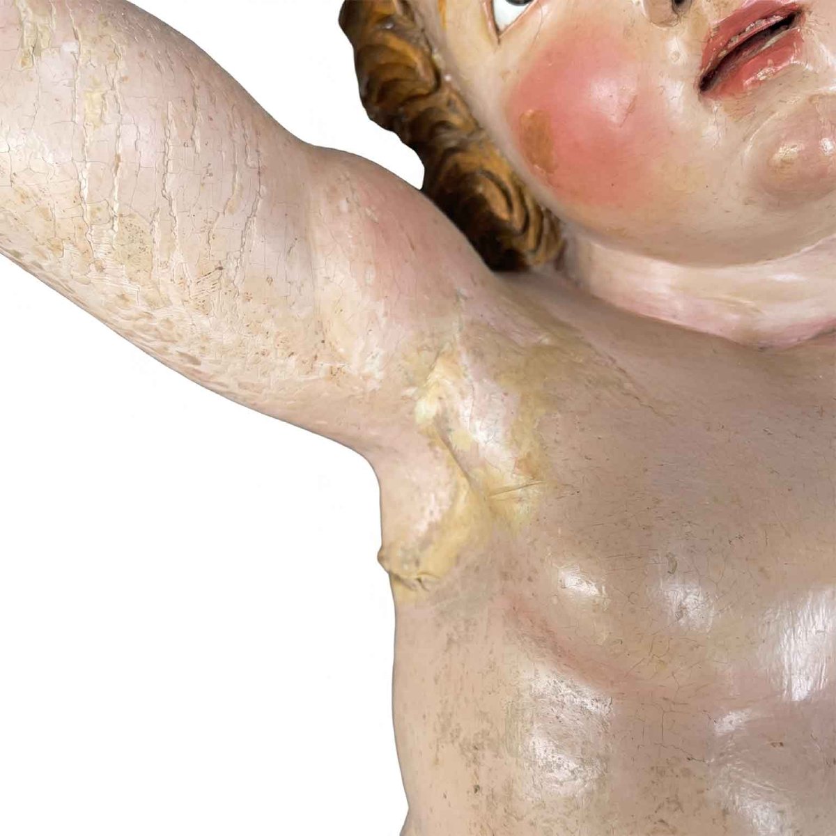 Pair Of Baroque Putti In Lacquered Wood-photo-8