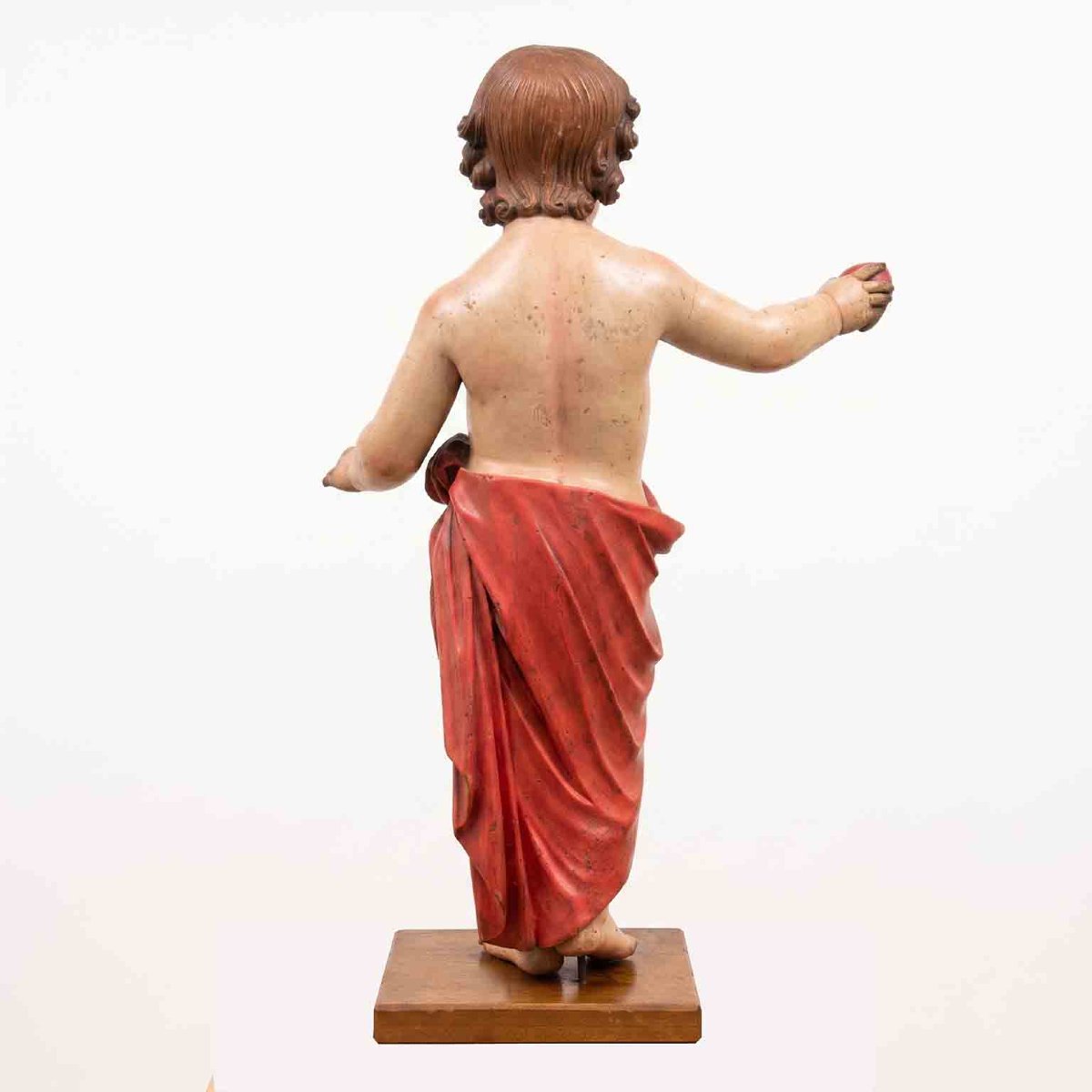L'Enfant Jésus  tenant un cœur – Sculpture ancienne polychrome-photo-3