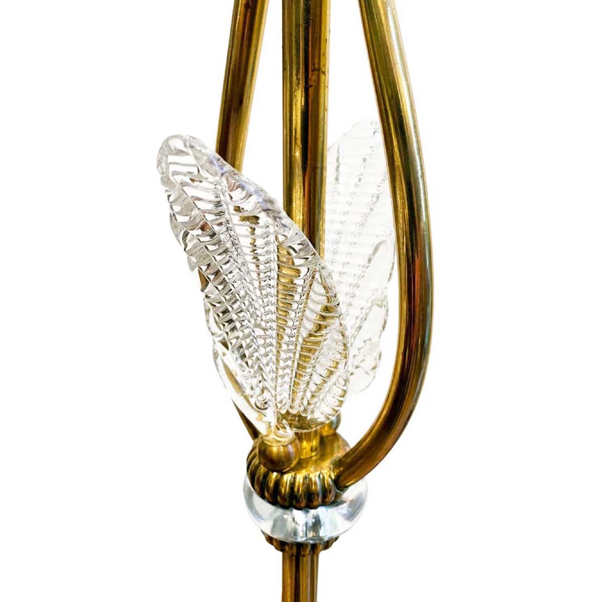 Italian Brass And Crystal Floor Lamp 1950s-photo-4
