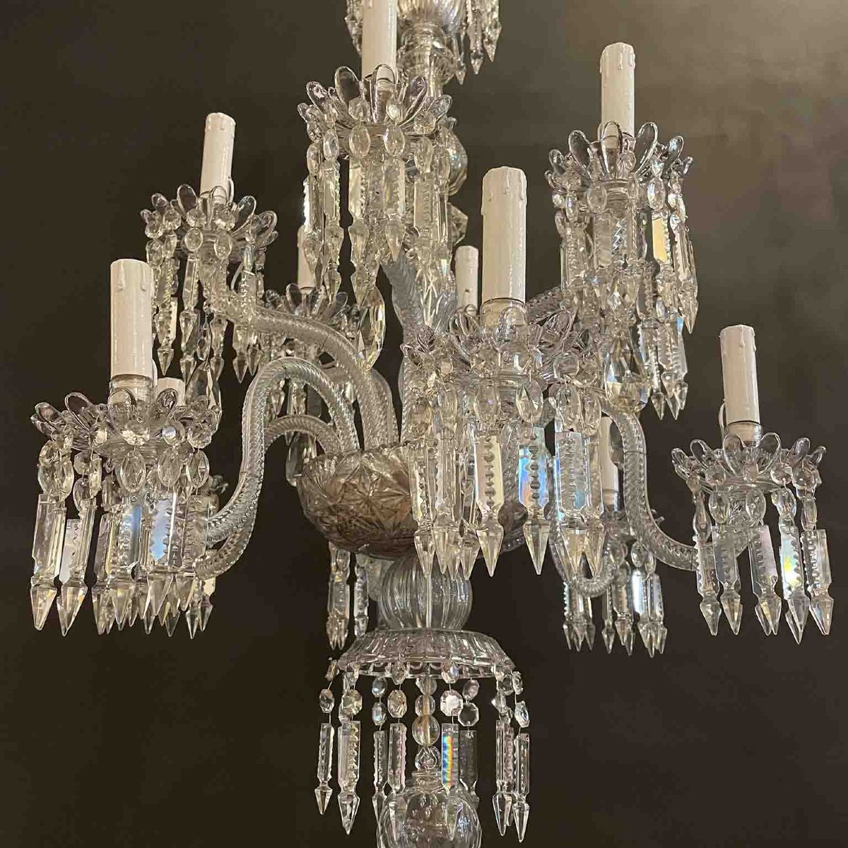 Bohemian Twelve-light Crystal Chandelier 19th Century-photo-4
