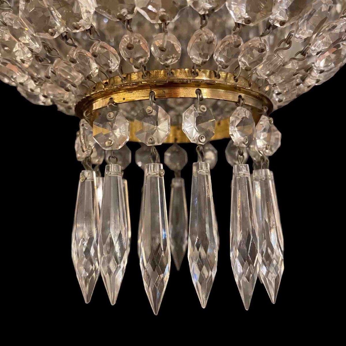 Pair Of Italian Crystal Ceiling Lights, Circa 1960 -photo-4
