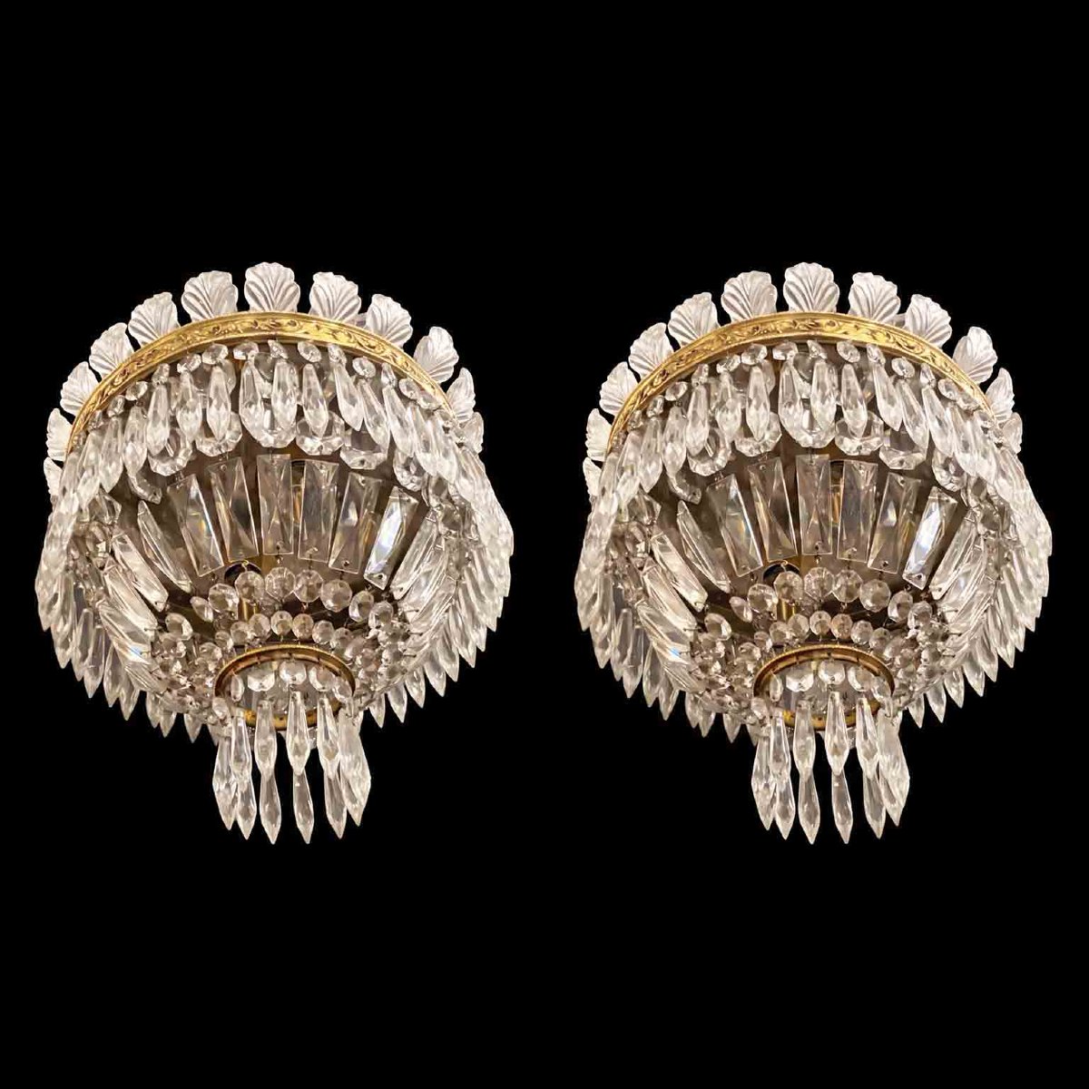 Bronze And Crystal Ceiling Light Pendant, Italy, 1960s Perfect Conditions-photo-4