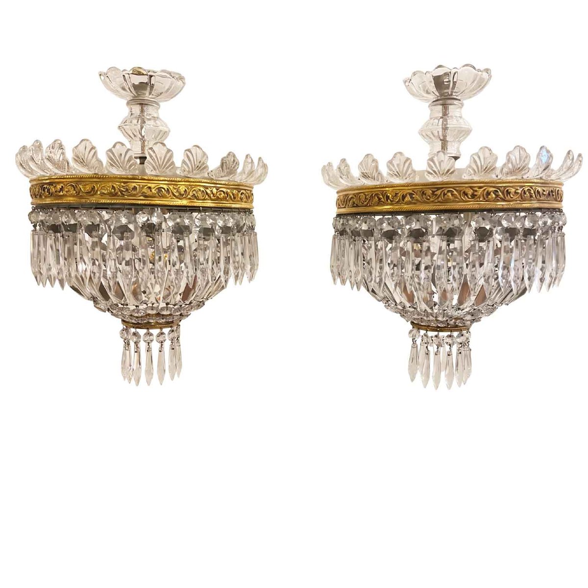 Bronze And Crystal Ceiling Light Pendant, Italy, 1960s Perfect Conditions-photo-8