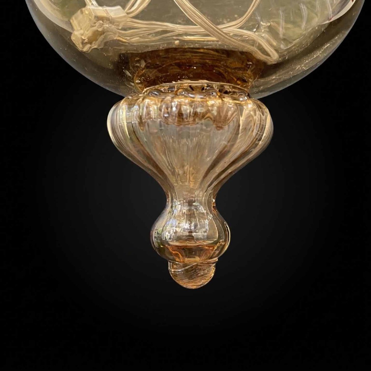 1950s Venetian Murano Glass Chandelier, Amber, 4-light-photo-1