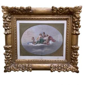 19th Century Italian Romantic Allegory Of Ecstasy With Putti