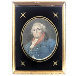 18th Century English Miniature Etching Philip James De Loutherbourg Portrait
