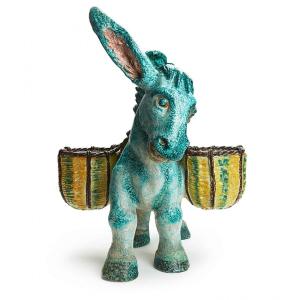 Large Turquoise Ceramic Donkey Sculpture Perugia 1950