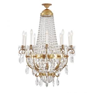 Lustre En Cristal Et Bronze Doré 20ème  