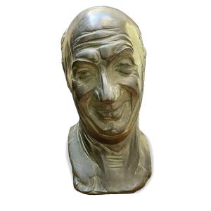 Caricature Male Bronze Face By The Italian Sculptor Luigi Froni 1959